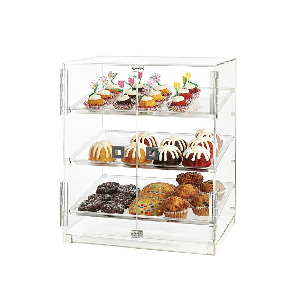 Rosseto Large Two Door Bakery Cabinet With Three Frosted Trays, 20.25 X 16 X 23.25 Inch