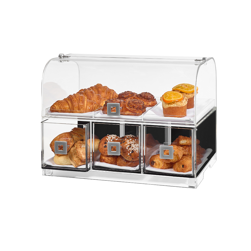 Rosseto Dome Three Drawer Bakery Case With Three Row Divider Tray, 19 X 12.63 X 14.88 Inch