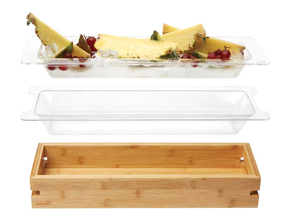 Rosseto Clear Acrylic Insert And Tub For Natura Medium Bamboo Tray And Stand System, 20 X 7 X 2.75 Inch