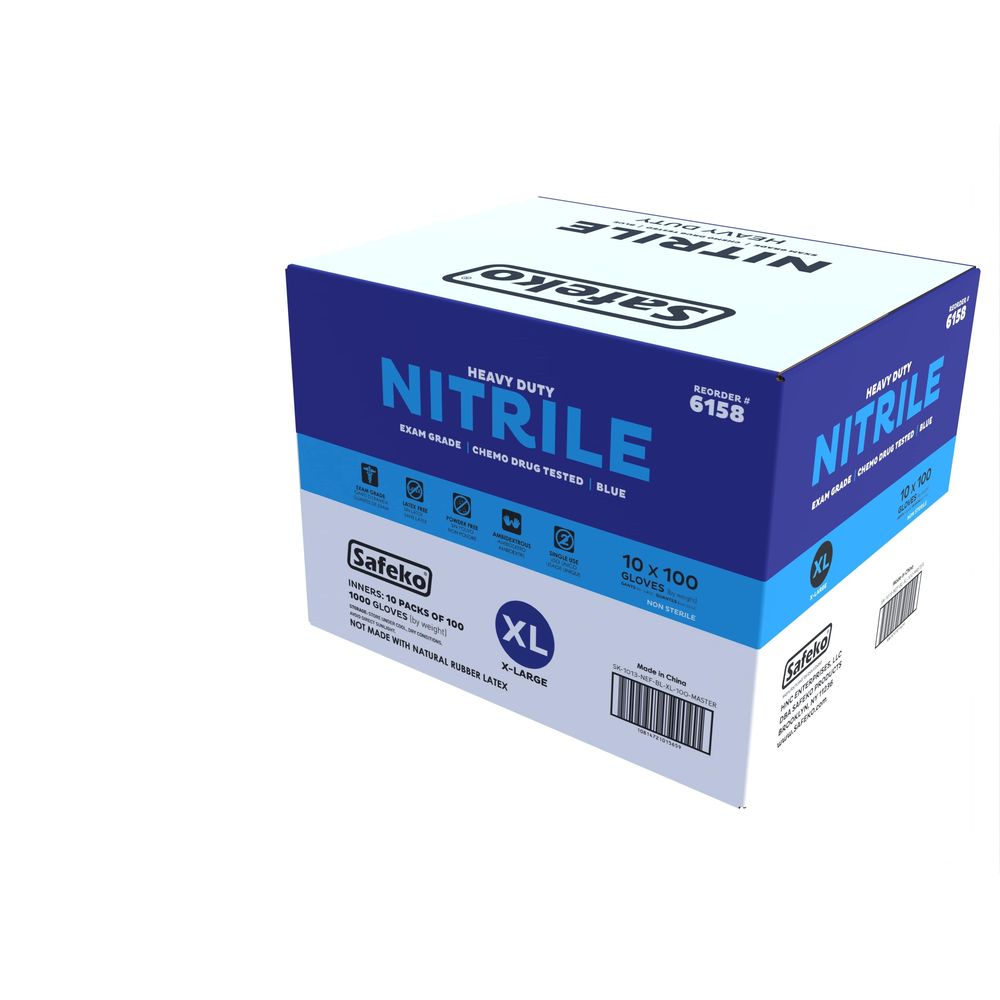 Safeko X-large Blue 5 Mil Powder Free Nitrile Examination Gloves, 100 Count -- 10 Per Case