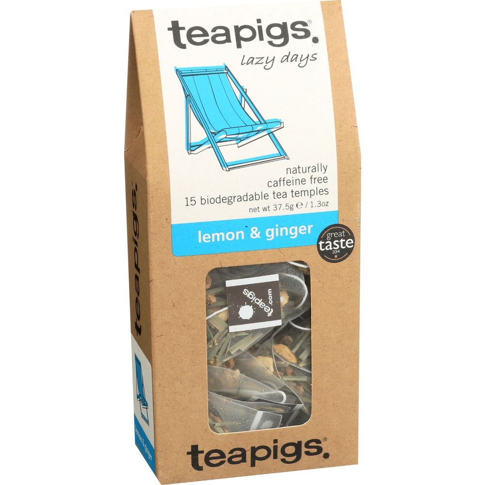 Teapigs Lazy Days Lemon And Ginger Herbal Tea, 15 Tea Bags -- 6 Per Case