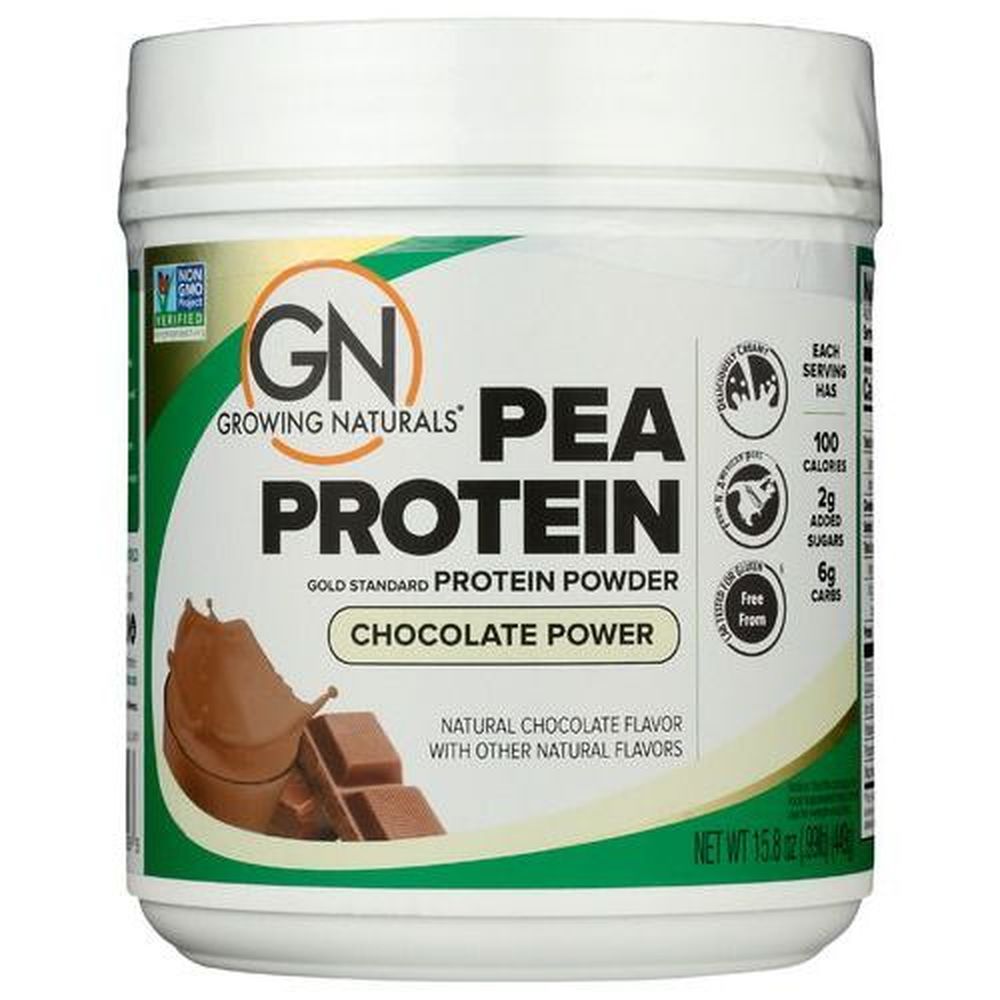 Growing Naturals Organic Chocolate Power Pea Protein Powder, 15.8 Ounce -- 3 Per Case