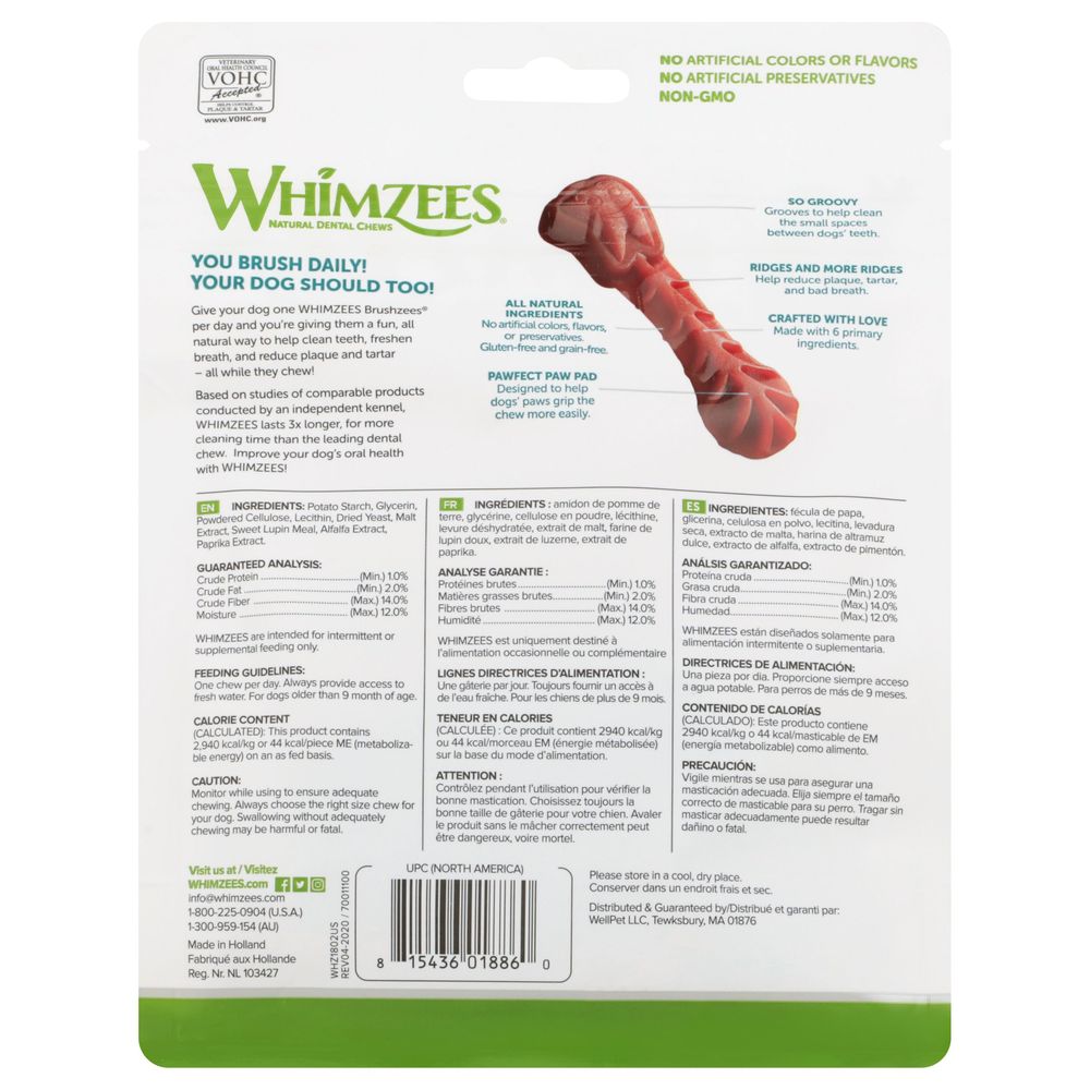 Whimzees Small Toothbrush Dental Chew, 7.4 Ounce -- 4 Per Case