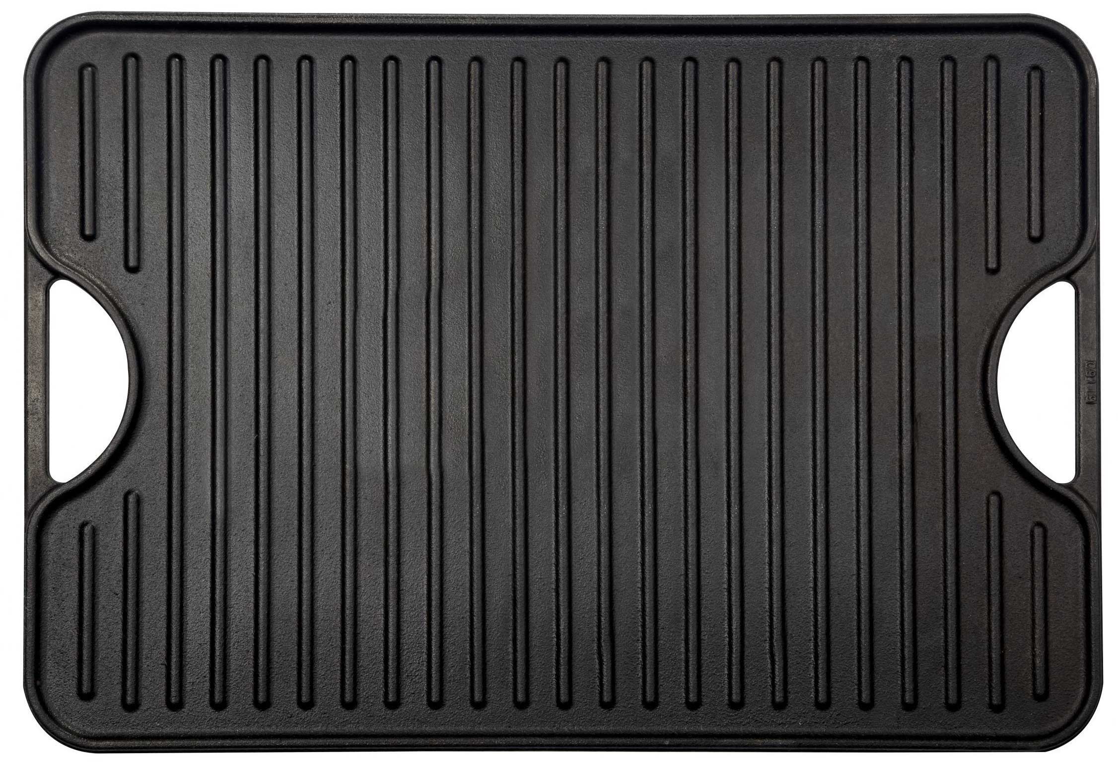 Victoria Large Rectangular Reversible Solid Cast Iron Griddle, 20 x 14 inch