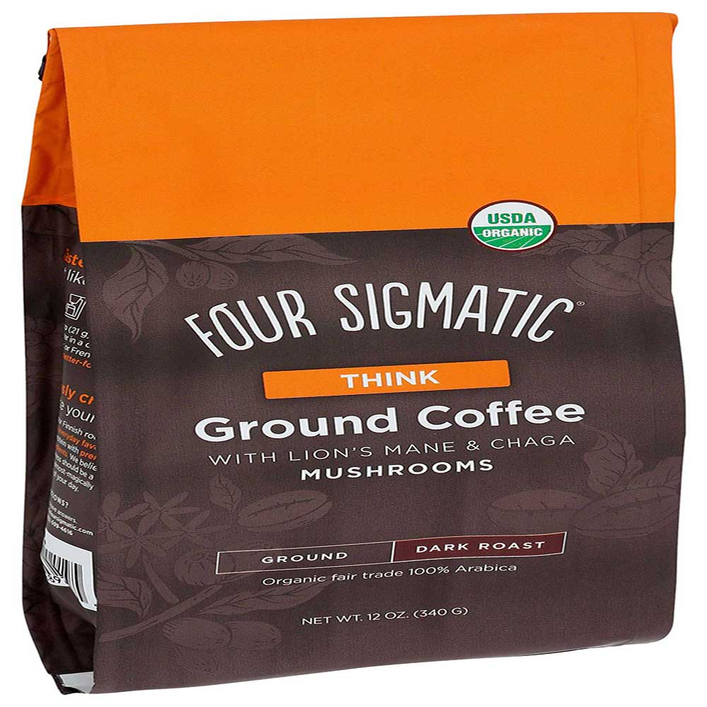 Four Sigmatic Think Ground Coffee with Lions Mane and Chaga Mushrooms ...