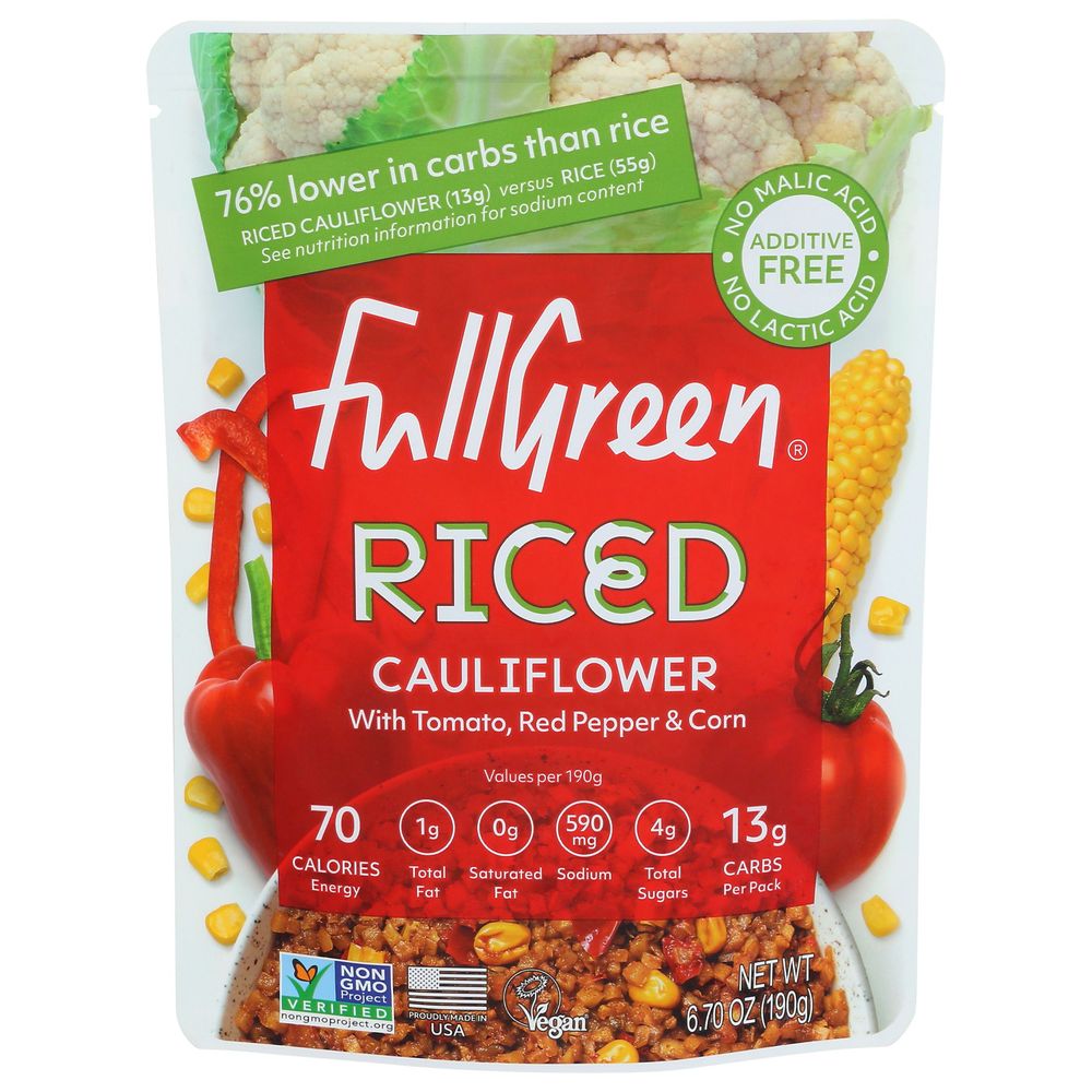 Fullgreen Riced Cauliflower With Tomato Red Pepper And Corn, 6.7 Ounce -- 6 Per Case