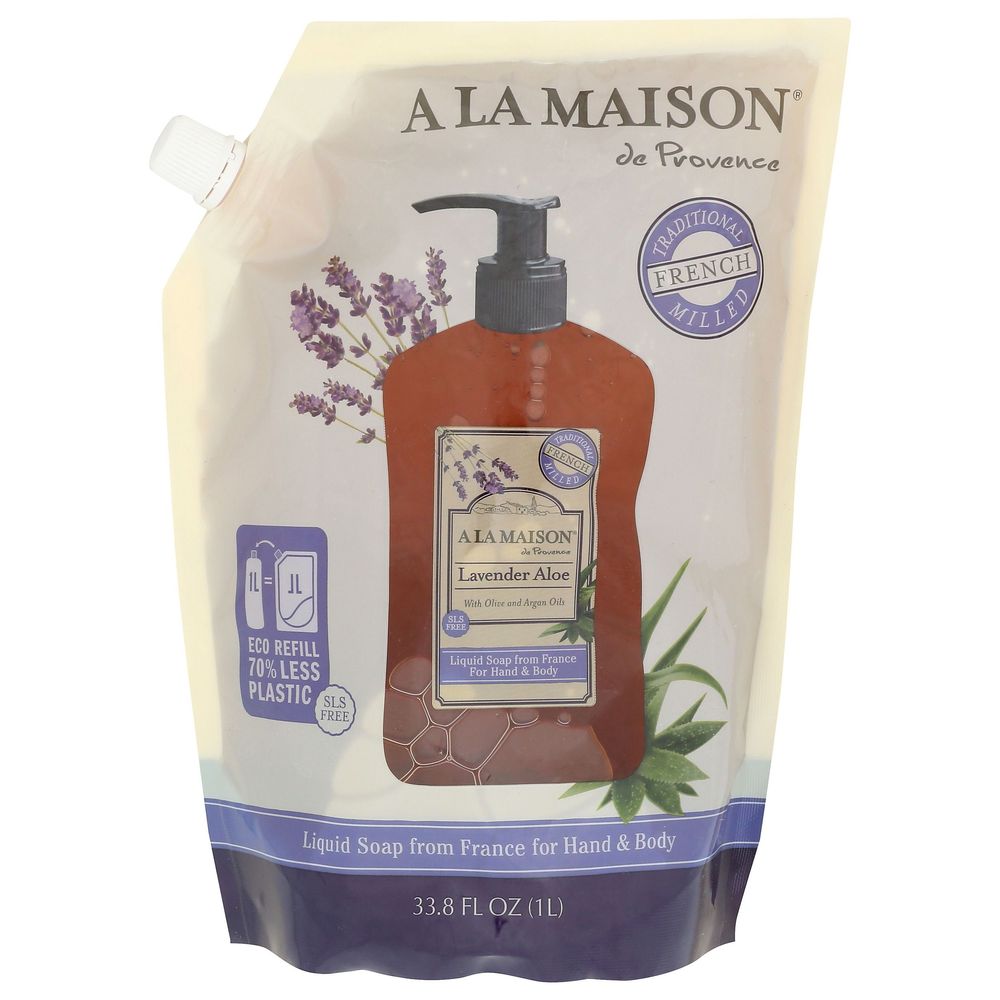 A La Maison Lavender Aloe Hand and Body Liquid Soap Refill, 33.8 Fluid Ounce