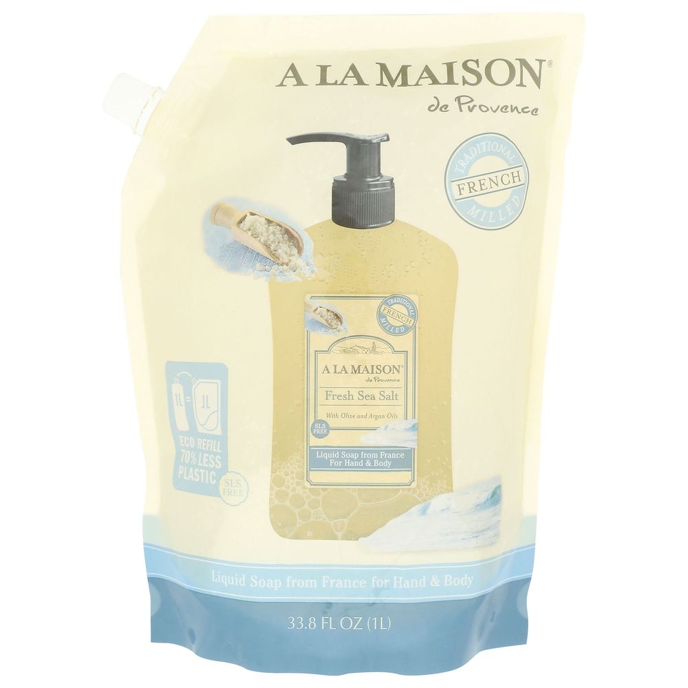 A La Maison Fresh Sea Salt Hand And Body Liquid Soap Refill, 33.8 Fluid Ounce