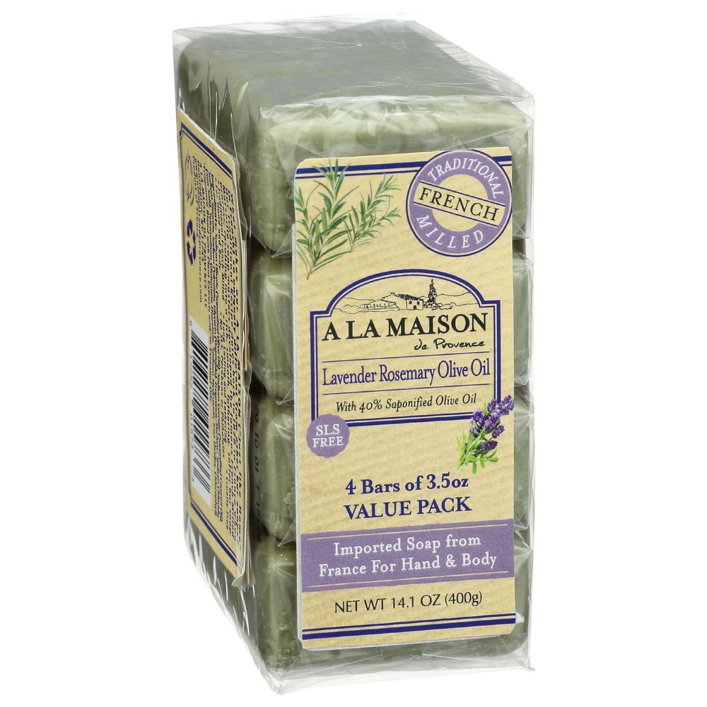A La Maison Lavender Rosemary Olive Oil Soap Bar, 3.5 Ounce -- 4 Per Case