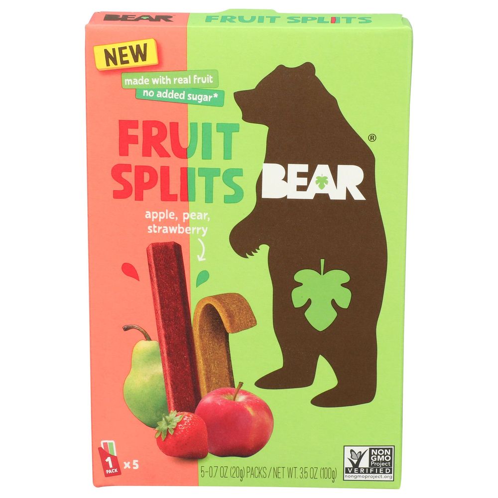 Bear Apple Pear Strawberry Fruit Splits, 0.7 Ounce -- 40 Per Case