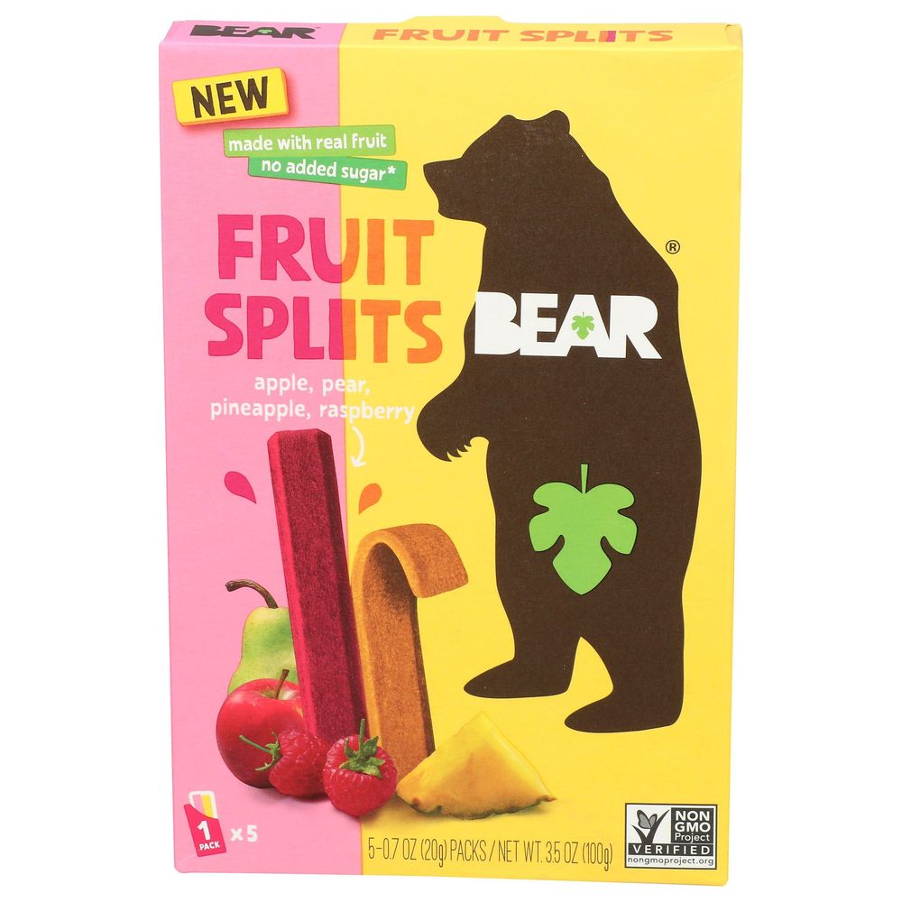 Bear Apple Pear Raspberry Pineapple Fruit Splits, 0.7 Ounce -- 40 Per Case