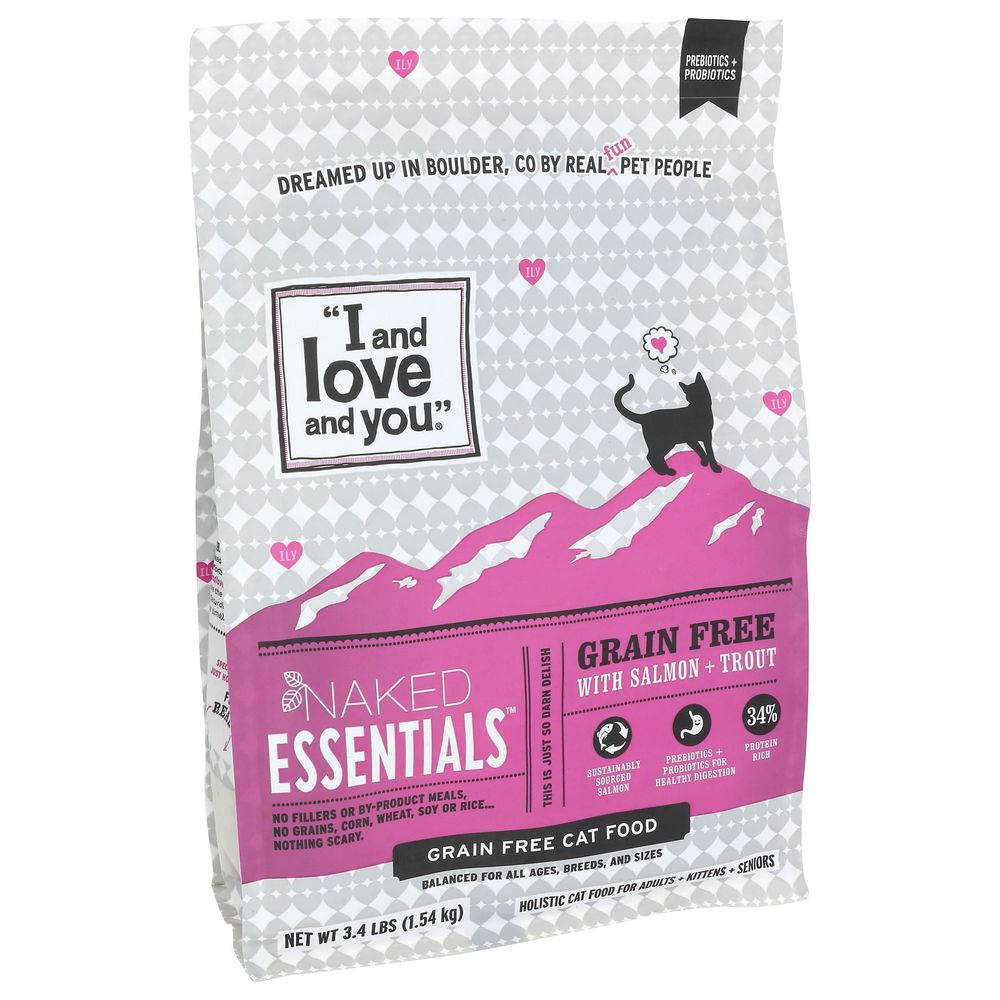 I And Love And You Naked Essentials Salmon Plus Trout Dry Kibble Cat Food, 3.4 Pound -- 4 Per Case