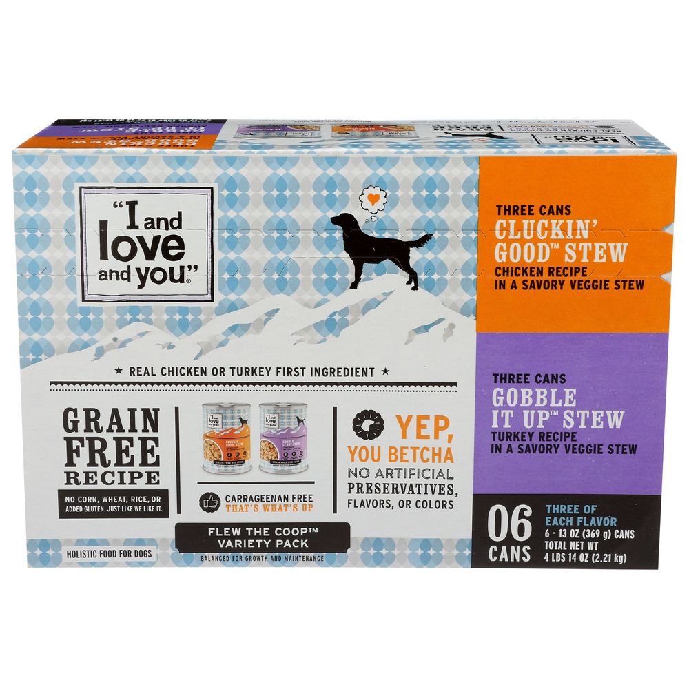 I And Love And You Clucking Good Stew And Gobble It Up Stew Dog Food Variety Pack, 6 Count -- 2 Per Case