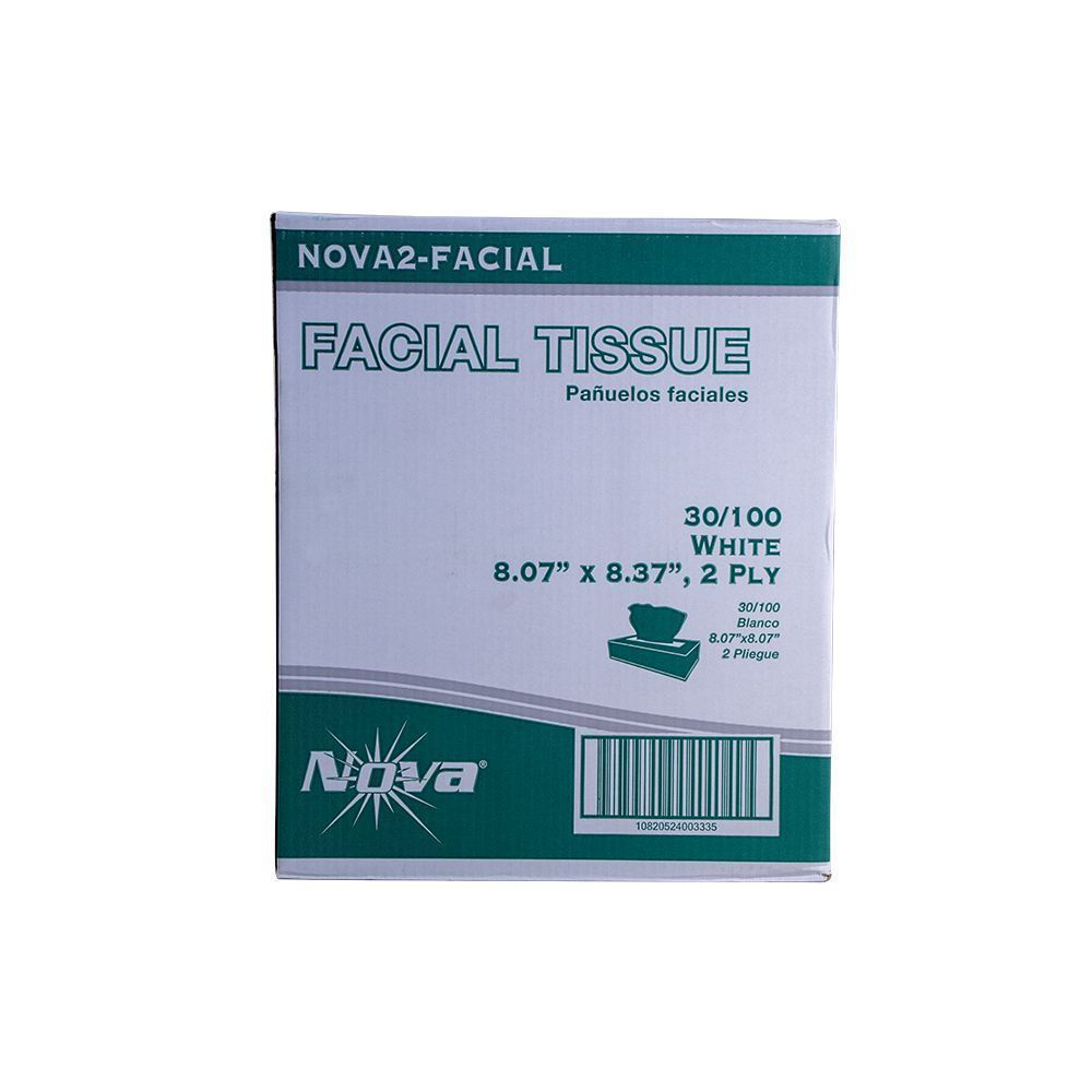 Nova 2 Ply White Facial Tissue -- 3000 Per Case