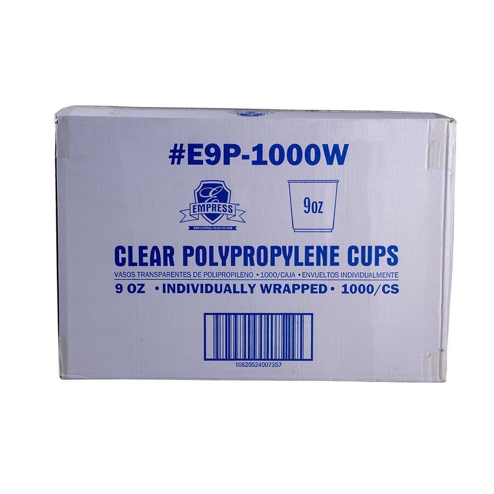 Empress Clear Polypropylene Wrapped Cup, 9 Ounce -- 1000 Per Case