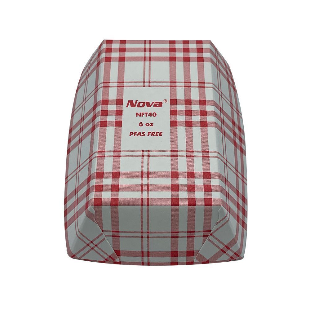 Nova Pfas Free Red Plaid Food Tray, 6 Ounce Capacity -- 1000 Per Case