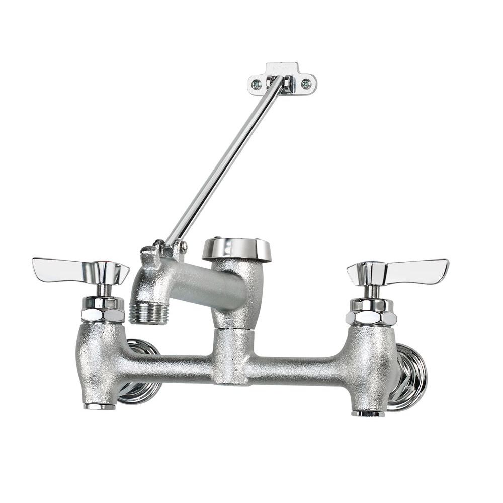 Krowne Silver Series 8 Inch Center Wall Mount Sink Faucet With 6 1/2 Inch Vacuum Breaker Spout