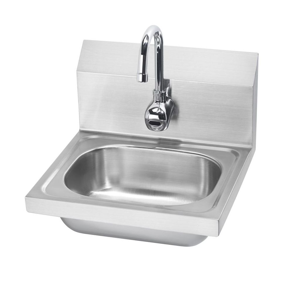 Krowne Hand Sink With Single Hole Gooseneck Spout Electronic Sensor Faucet, 16 Inch Width