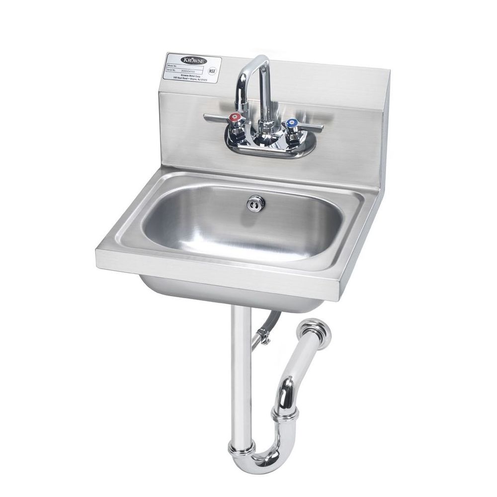 Krowne Hand Sink With Overflow Drain And P Trap, 17 1/4 X 15 1/4 X 13 Inch