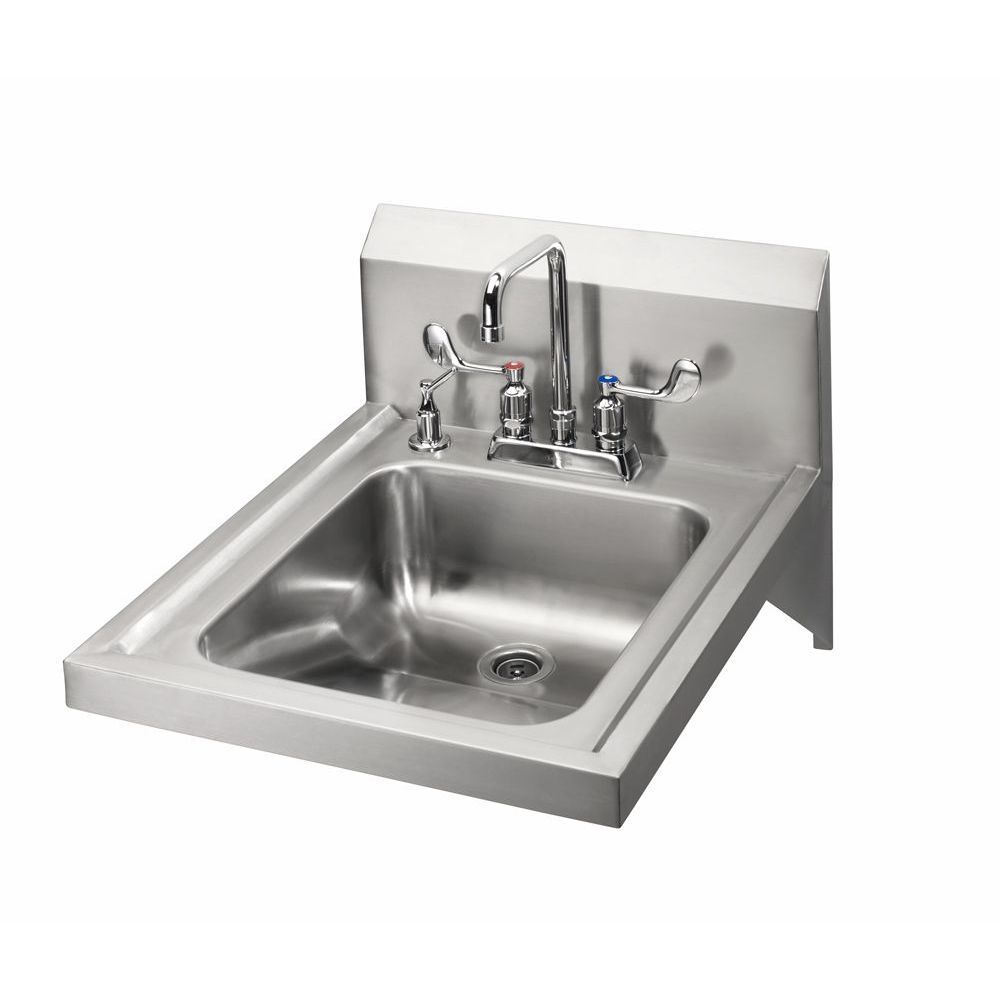 Krowne Ada Compliant Hand Sink With 4 Inch Center Deck Mount Wrist Blade Faucet, 20 X 24 X 16 Inch