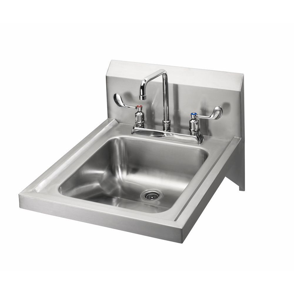 Krowne Ada Compliant Hand Sink With 8 Inch Center Deck Mount Wrist Blade Faucet, 20 X 24 X 16 Inch