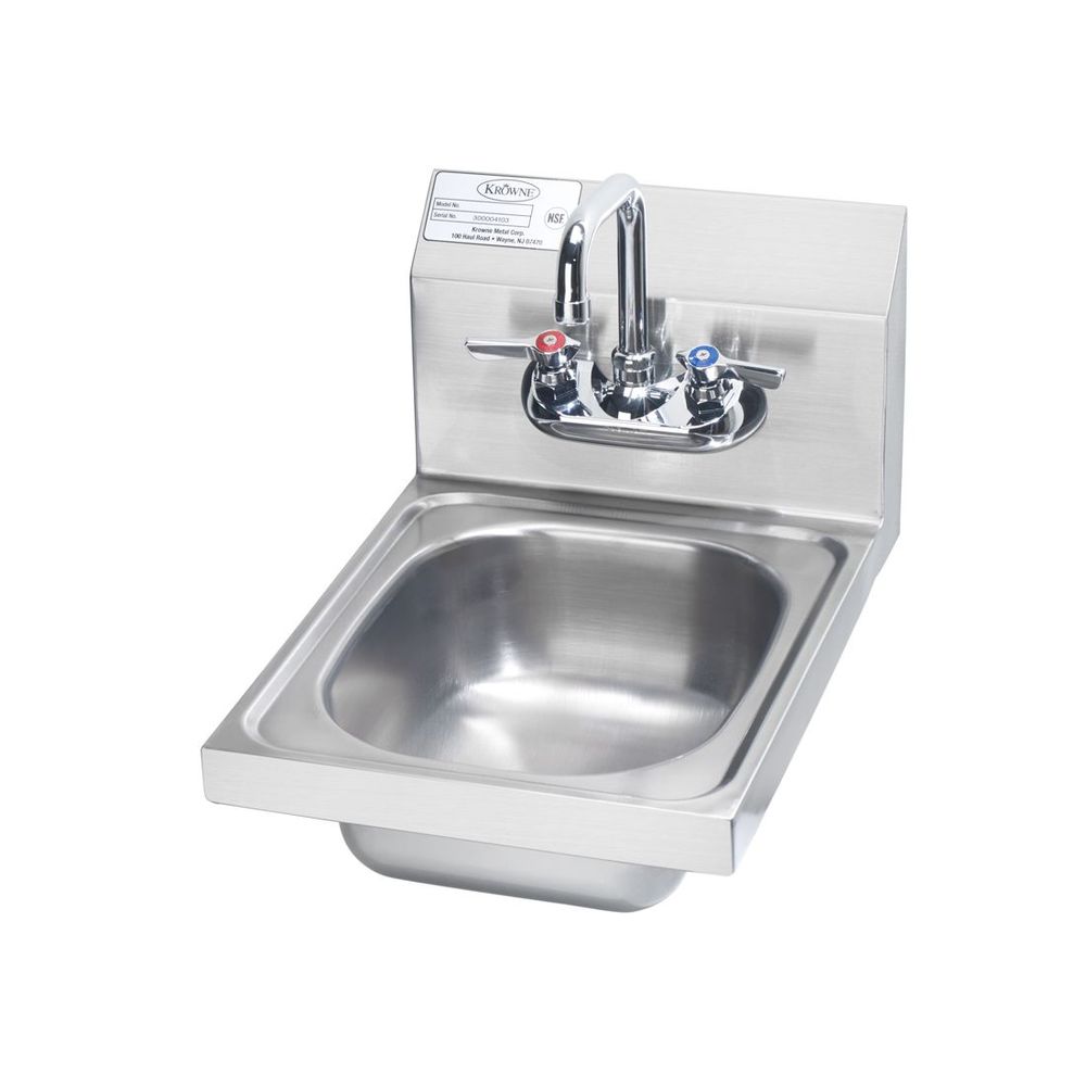 Krowne 12 Inch Wide Wall Mount Hand Sink With Low Lead Wall Faucet, 12 X 17 X 14 Inch