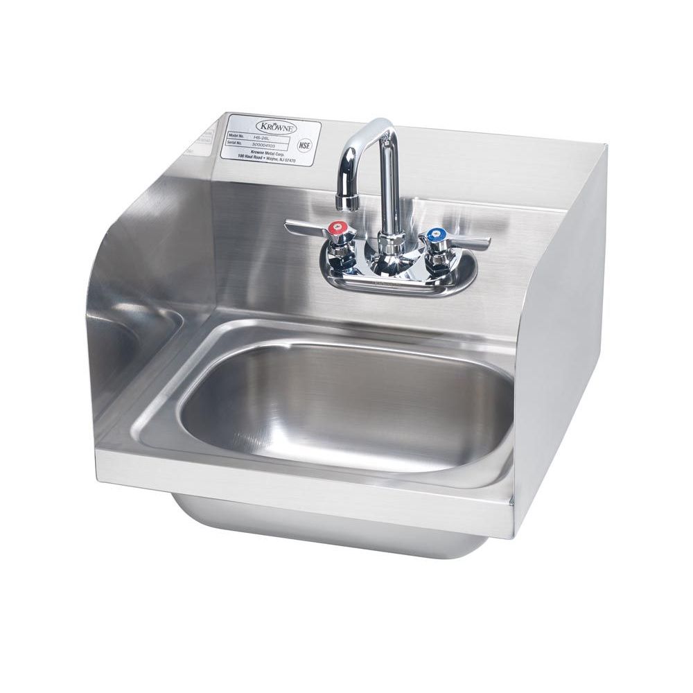 Krowne 16 Inch Wide Hand Sink With Side Splashes, 16 X 15 X 14 Inch