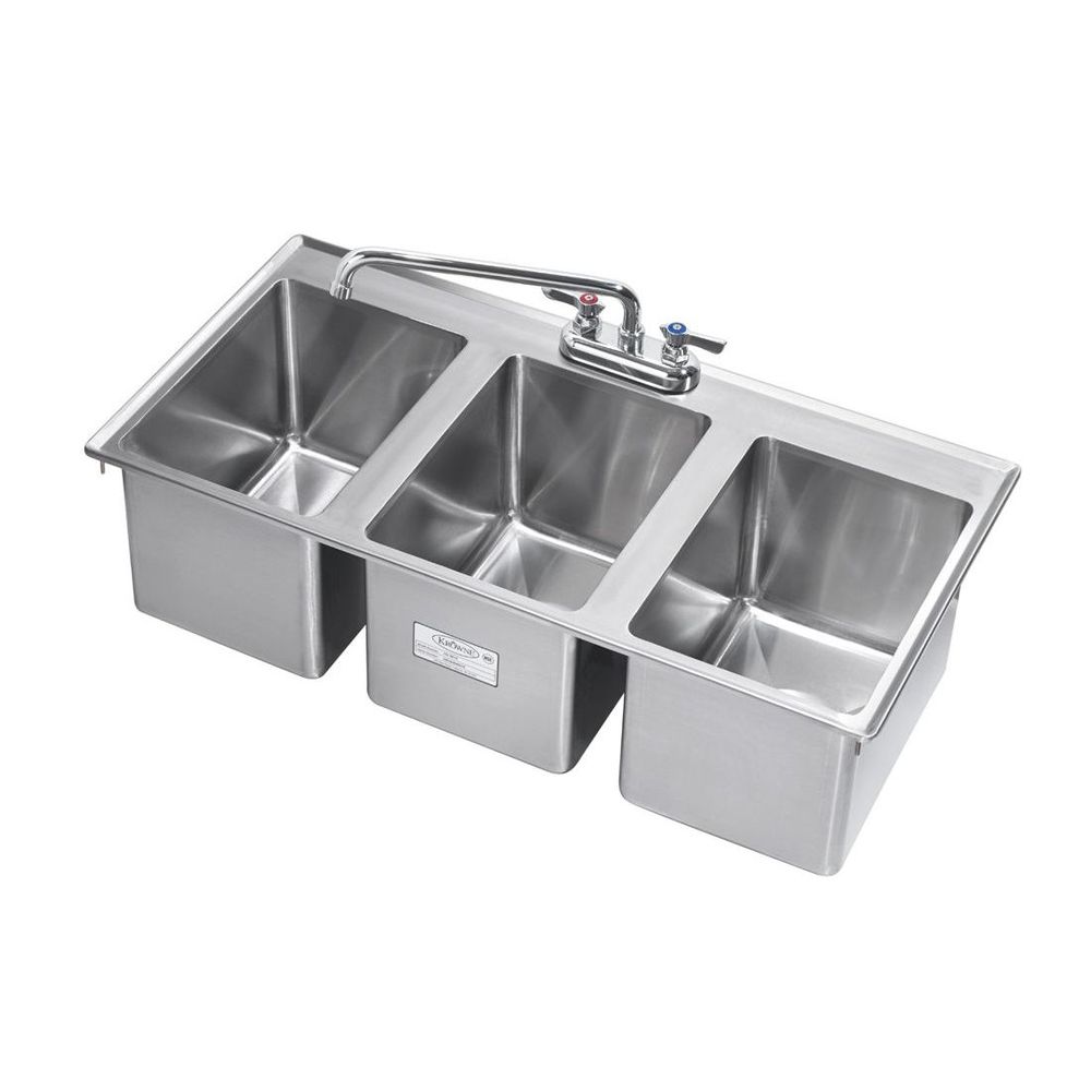 Krowne Three Compartment Drop-in Sink, 36 X 18 Inch