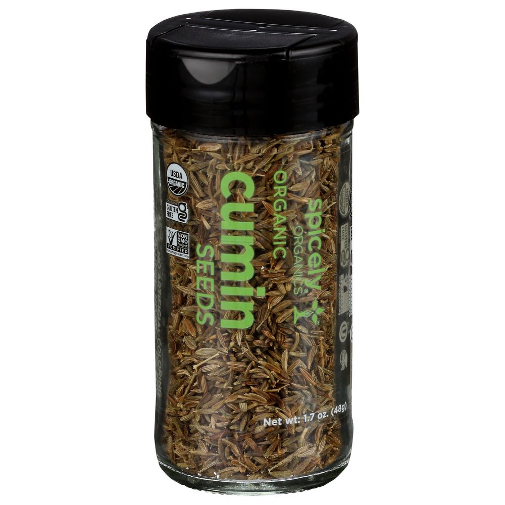 Spicely Organics Cumin Seeds, 1.7 Ounce Glass Jar -- 3 Per Case