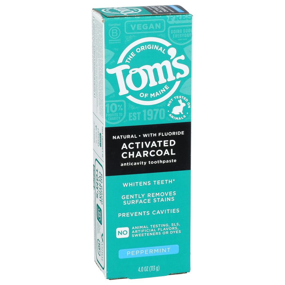 Tom's Of Maine Activated Charcoal Peppermint Toothpaste, 4 Ounce