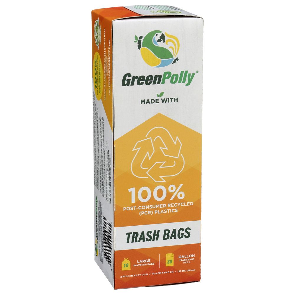 Greenpolly 30 Gallon Wavetop Trash Bag, 10 Count -- 12 Per Case