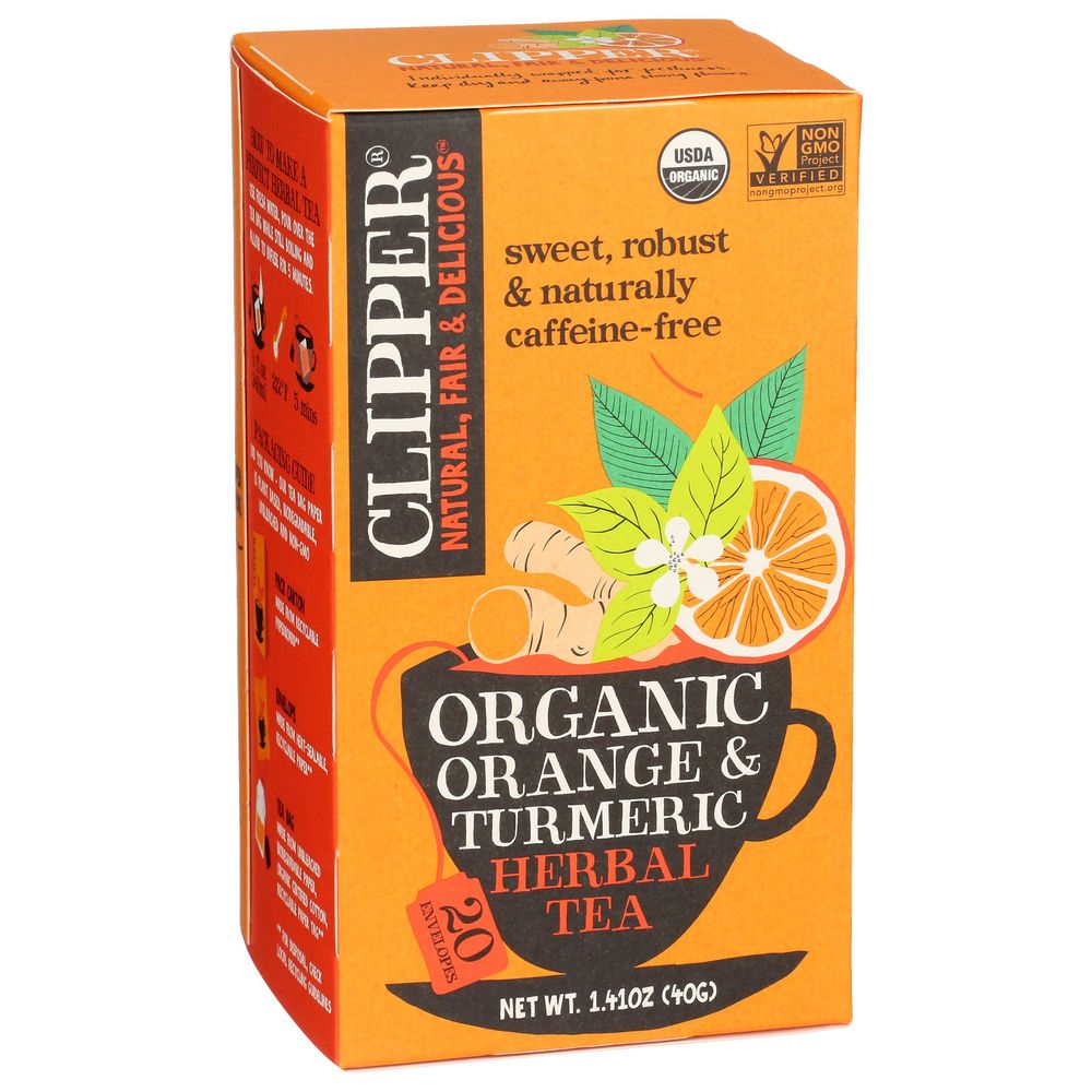 Clipper Organic Orange And Turmeric Herbal Tea, 20 Tea Bags -- 6 Per Case