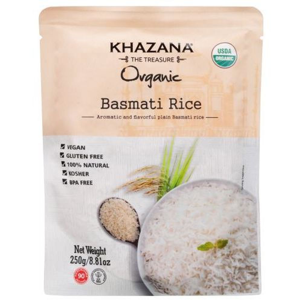 Khazana Organic Basmati Rice, Ready To Heat, 8.81 Ounce -- 6 Per Case