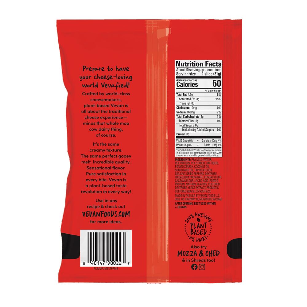 Vevan Sliced Pepper Jack Cheese, 7.5 Ounce -- 12 Per Case