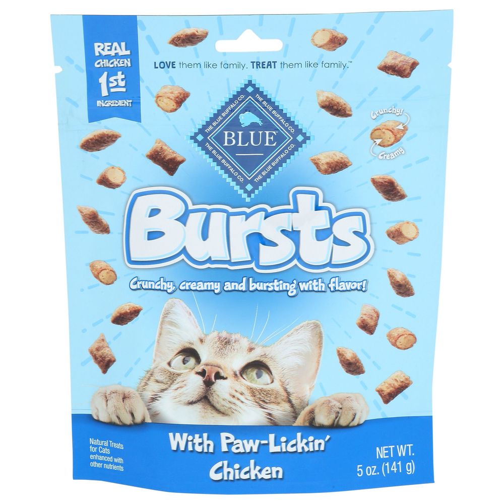 Blue Buffalo Bursts Premio Para Gatos Crujiente Y Cremoso Con Sabor A Pollo, 5 Onzas -- 6 Por Caja