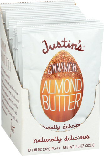 Justin's Naturally Delicious Cinnamon Almond Butter, 1.15 Ounce Squeeze Pack -- 10 Per Case