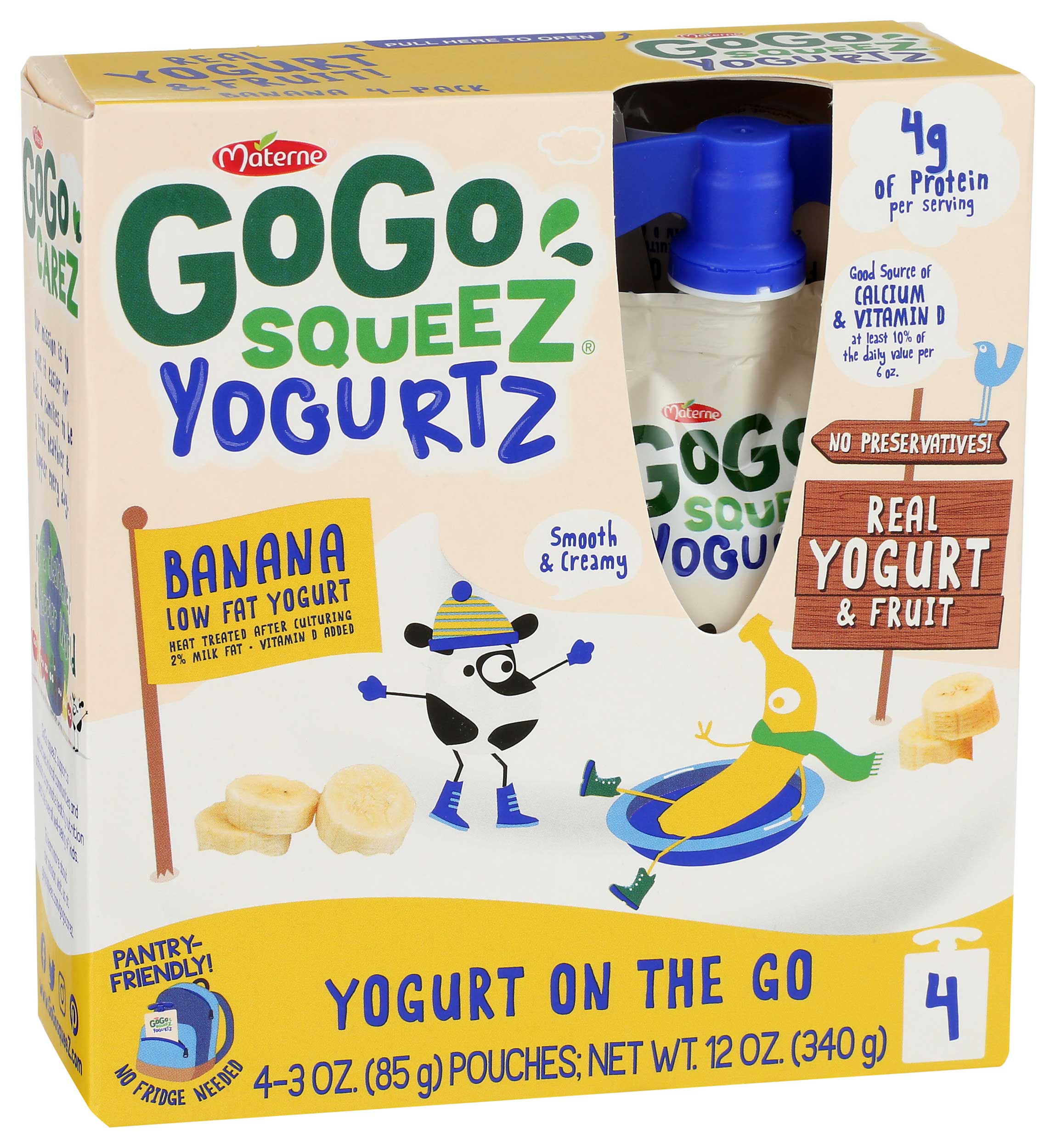 Gogo Squeez Banana Yogurtz, 3 Ounce, 4 Count -- 12 Per Case