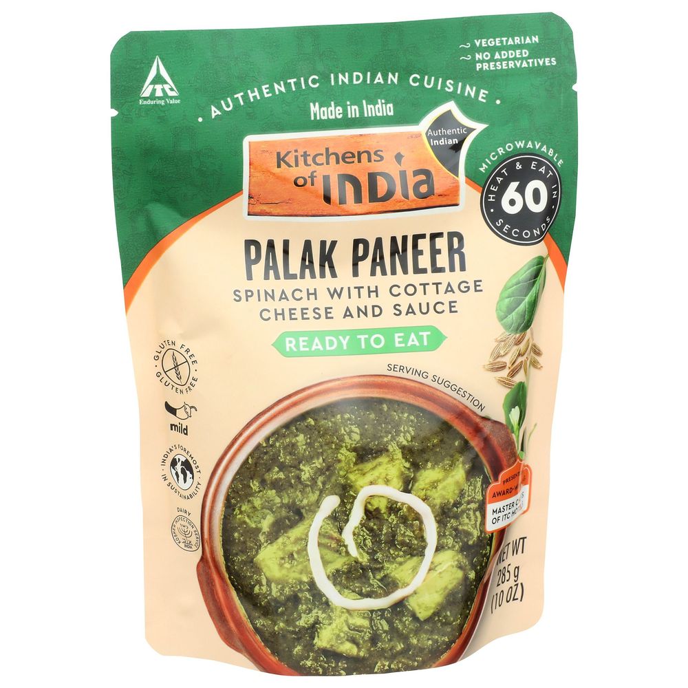 Kitchens Of India Ready To Eat Palak Paneer, 10 Ounce -- 6 Per Case