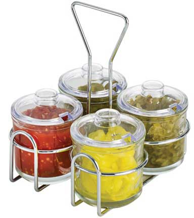 Winco Wire Chrome Plated Finish 4 Ring Condiment Jar Rack -- 48 Per Case