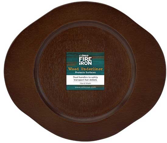 Winco Fireiron Wood Round Underliner For Cast-8 Cast Iron Skillet -- 48 Per Case