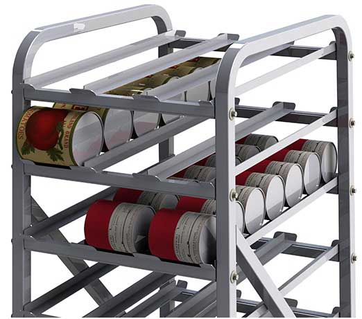 Winco Heavy Duty Aluminum Full Height 9 Tier First-in First-out Can Storage Rack, 26.375 X 34.75 X 82.125 Inch