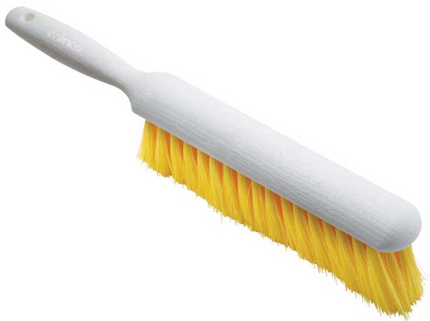 Winco Plastic Yellow Bristles Counter Cleaning Brush With White Handle, 14 1/4 Inch Overall Length -- 12 Per Case