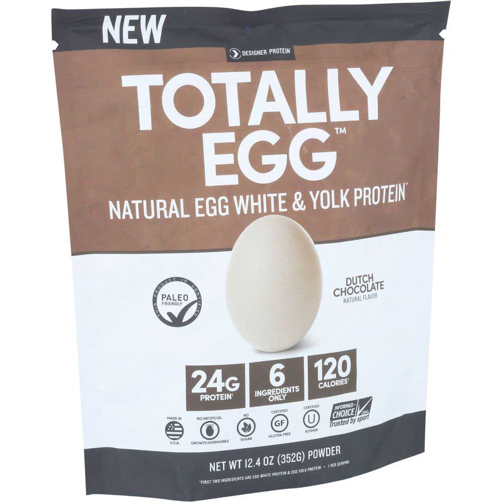 Designer Protein Totally Egg Dutch Chocolate Egg White And Yolk Protein Powder, 12.4 Ounce