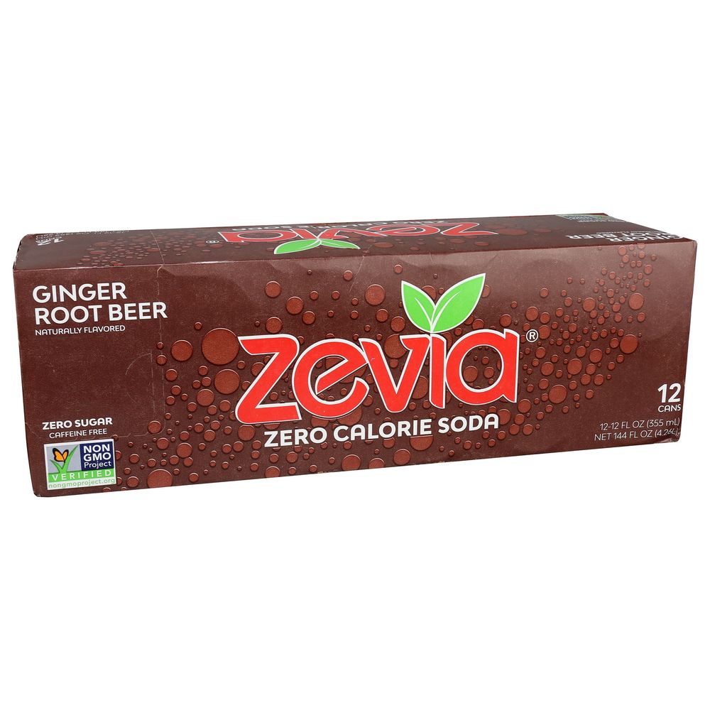 Zevia Ginger Root Beer Zero Sugar Soda, 12 Fluid Ounce -- 24 Per Case