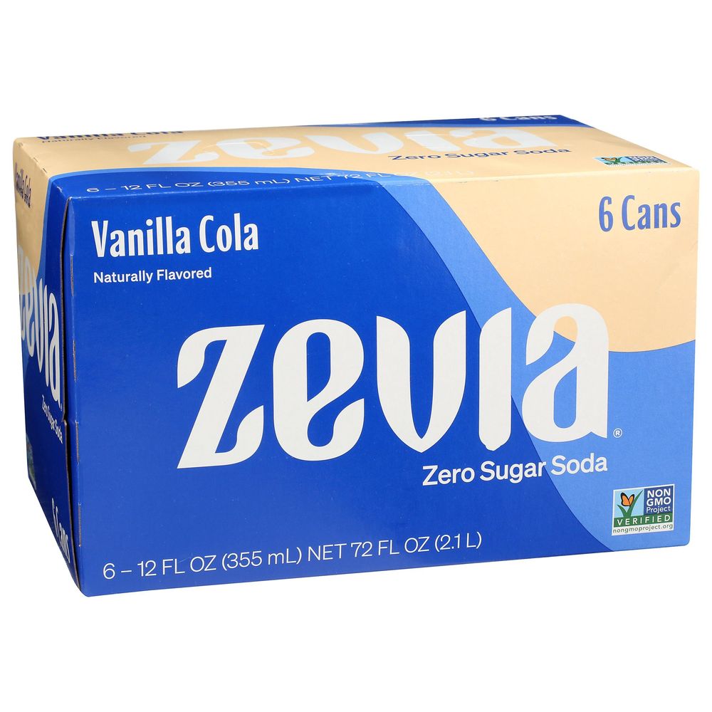 Zevia Zero Sugar Vanilla Cola Soda, 12 Fluid Ounce -- 24 Per Case