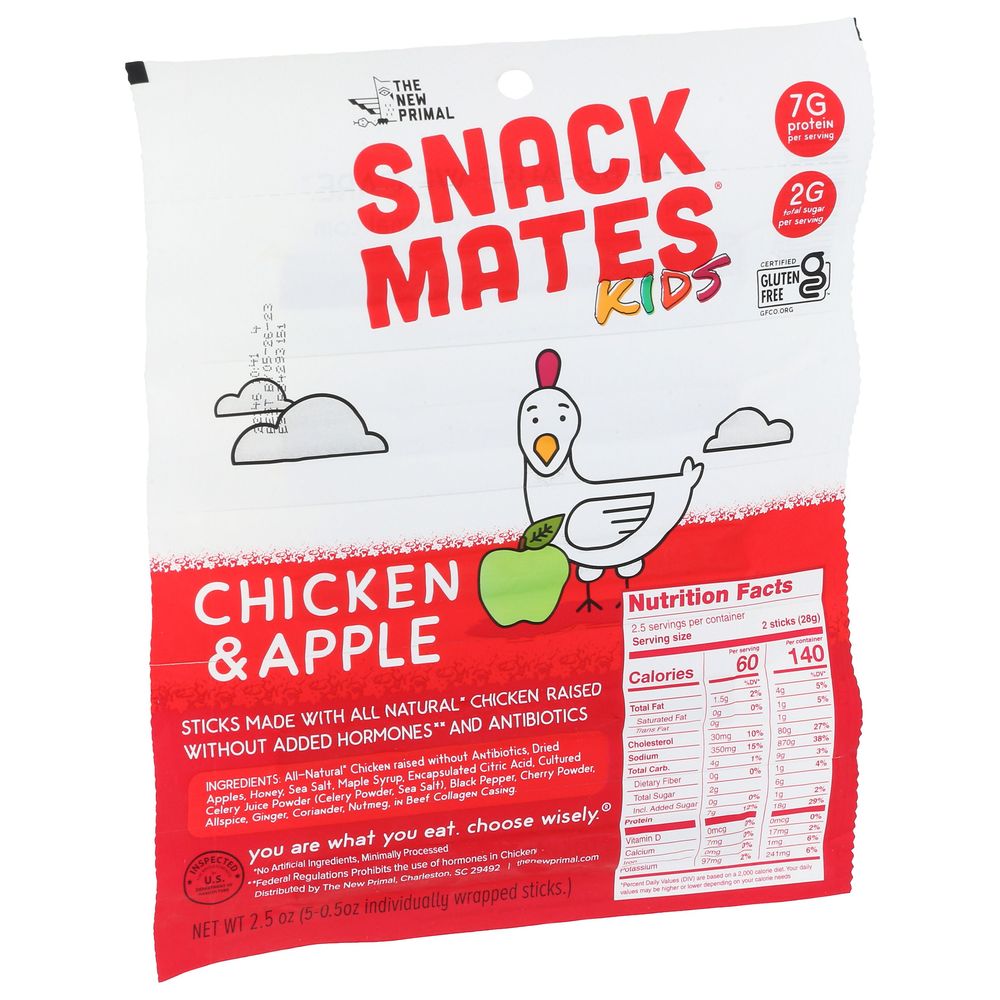 The New Primal Snack Mates Chicken And Apple Meat Sticks, 2.5 Ounce -- 8 Per Case