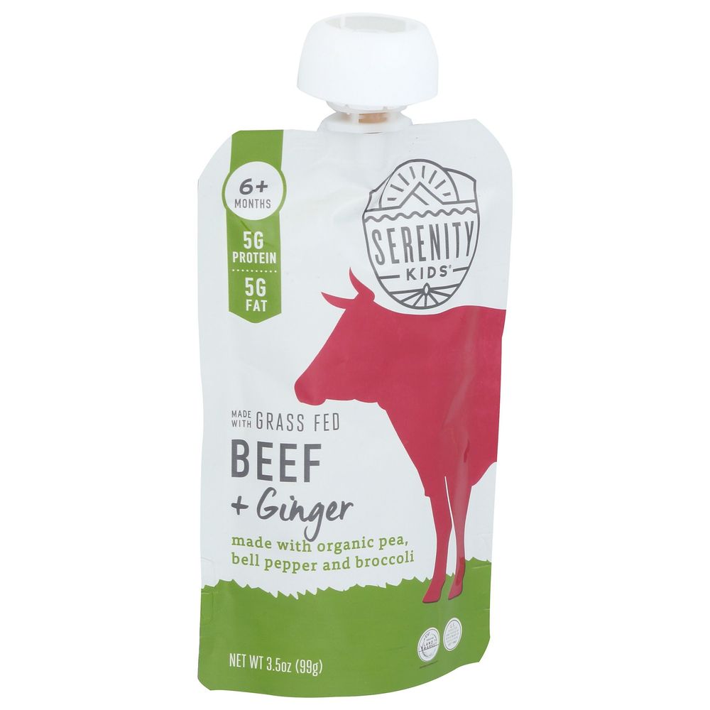 Serenity Kids Beef Plus Ginger With Pea Bell Pepper And Broccoli Baby Food, 3.5 Ounce -- 6 Per Case