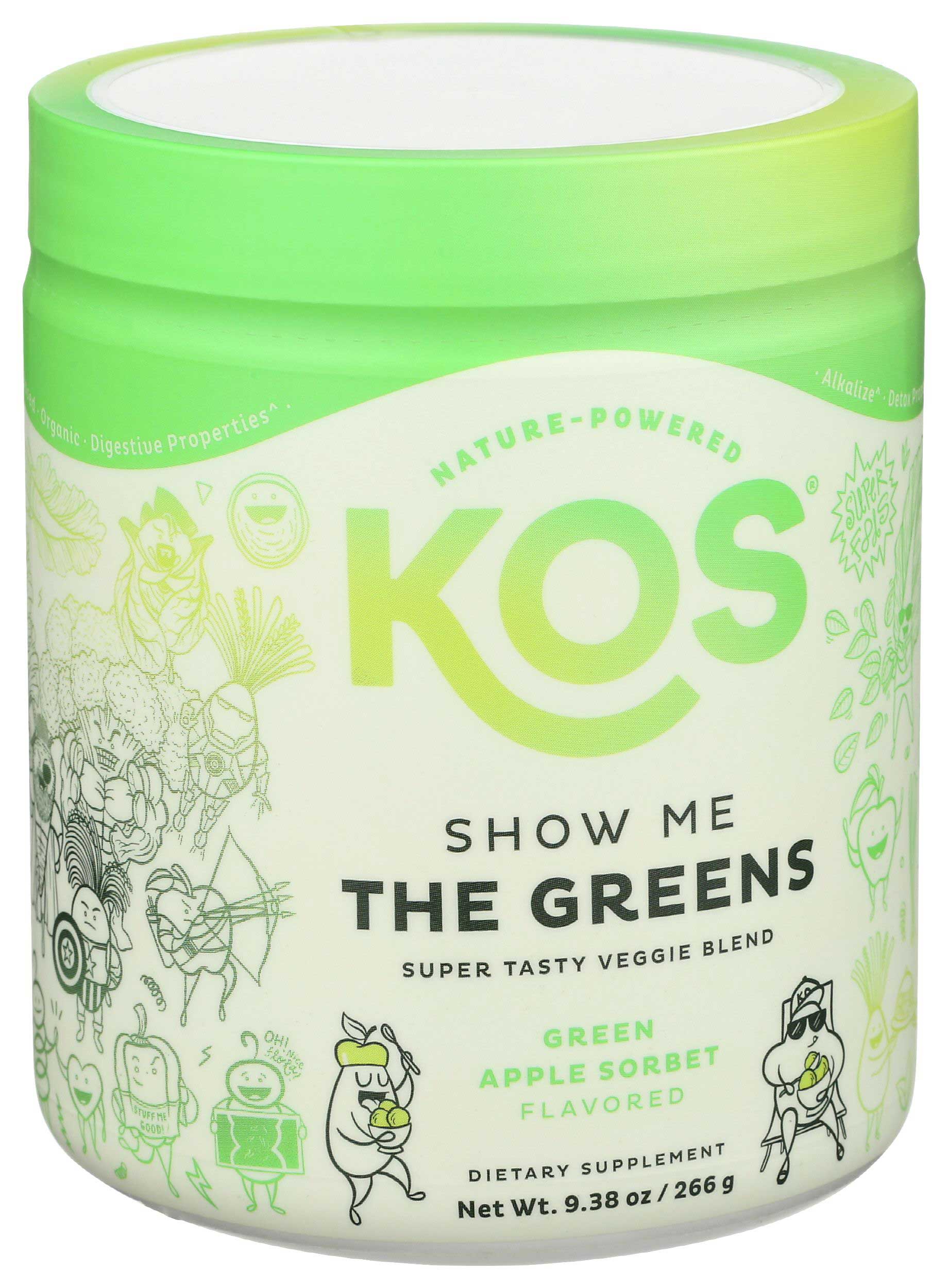 Kos Show Me The Greens Green Apple Sorbet Veggie Blend Powder, 10 Ounce