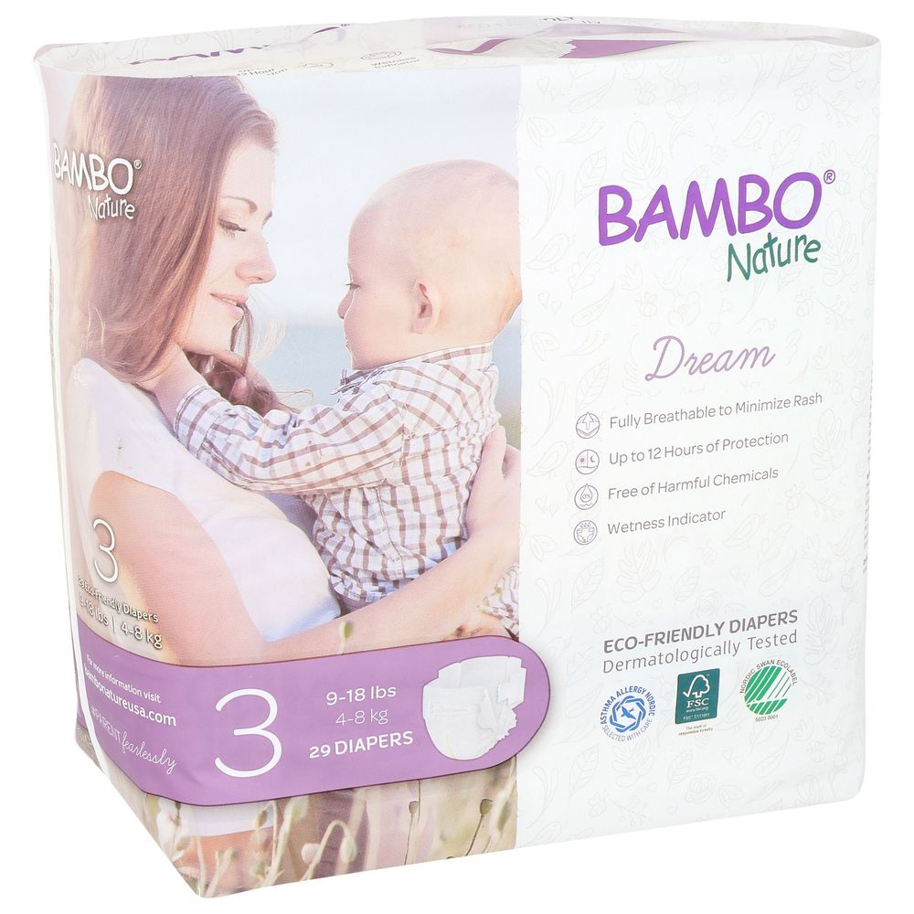 Bambo Nature Dream Size 3 Baby Diapers, 29 Count -- 6 Per Case