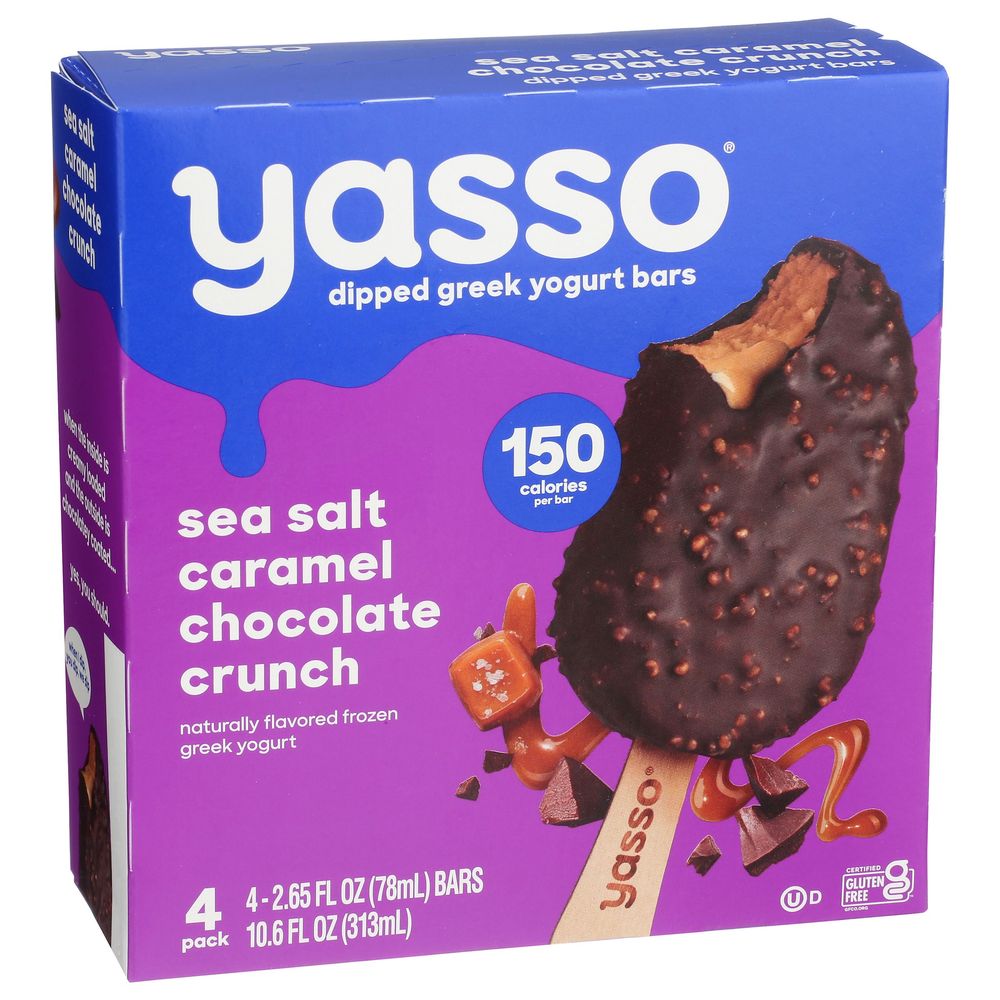 Yasso Sea Salt Caramel Chocolate Crunch Greek Yogurt Bar, 2.65 Ounce -- 32 Per Case